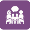 Family Therapy icon showing two parents and two children doing family counseling