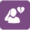 Grief and Loss icon person holding head with broken heart representing a person needing grief and loss therapy