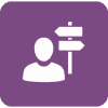 Life Transitions icon person with two directions representing someone needing life transition therapy