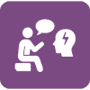 Trauma recover icon showing person speaking in counseling session