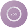75 percent Icon showing percent graph with the number 75