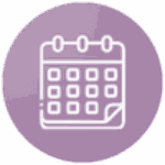 Calendar icon purple circle showing white calendar