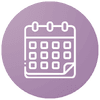 Calendar icon purple circle showing white calendar