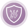 Shield against stress icon with shield and brain with emergency triangle