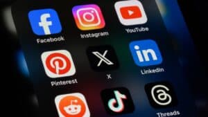 images of social media such as, facebook, instagram, youtube, pinterest, linkedin, X, TikTok, and threads